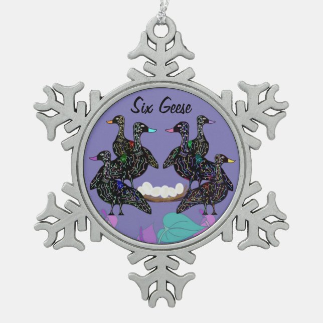 Six Geese Christmas Ornament (Front)