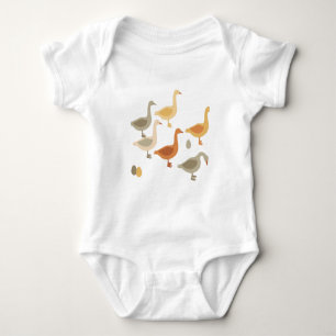 Six Geese Laying Cut Out Baby Bodysuit