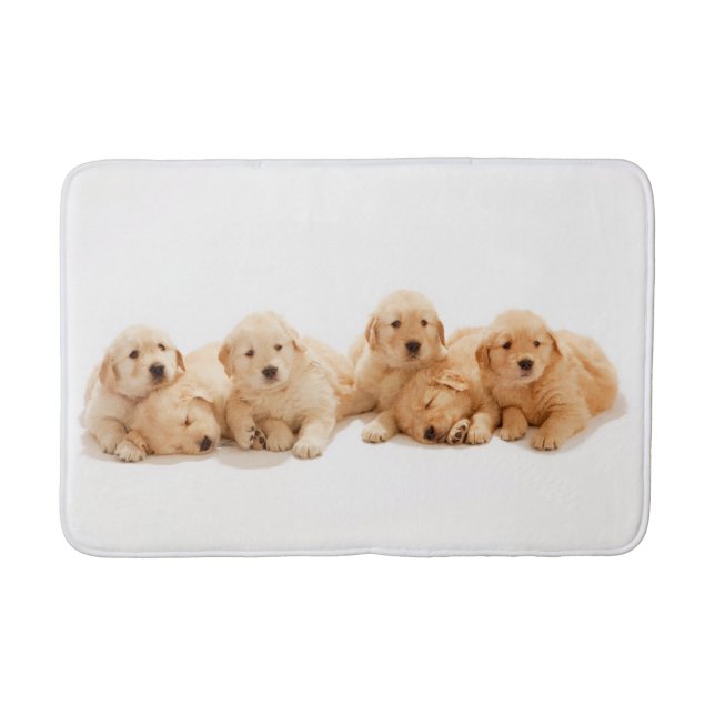 Six Golden Retriever Puppies Bath Mat (Front)