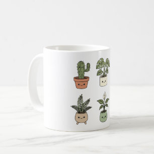  Six Happy Plants Coffee Mug   Stress Relief Green