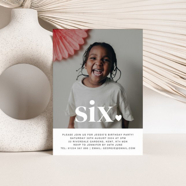 Six Heart Photo First Birthday Invitation  (Creator Uploaded)