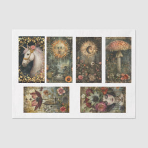 Six Images Dark Moody Rustic Fantasy Decoupage Tissue Paper