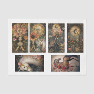 Six Images Dark Moody Rustic Fantasy Decoupage Tissue Paper