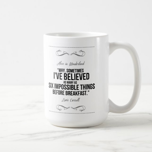 "Six impossible things" Alice in Wonderland Mug (Right)