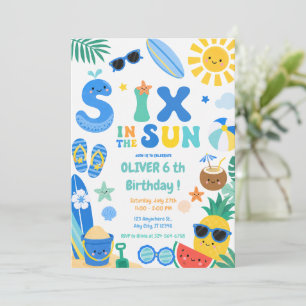 Six in the Sun 6th Birthday Party Invitation