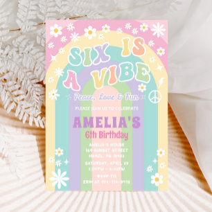 Six is a vibe birthday invitation