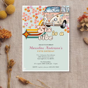 Six is a Vibe Daisy Van Floral 6th Birthday  Invitation