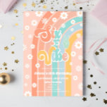 Six Is A Vibe Rainbow Daisy 6th Birthday Party Invitation<br><div class="desc">This is a Six Is A Vibe Rainbow & Daisies Groovy Retro 6th Birthday Party Invitation!</div>