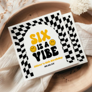 Six Is A Vibe Retro Sixth 6th Birthday Party Napkin