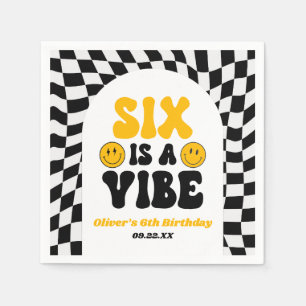 Six Is A Vibe Retro Sixth 6th Birthday Party Napkin