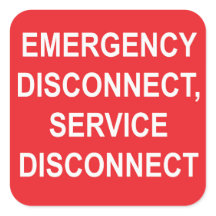 SIX LABELS Emergency Disconnect Service Disconnect
