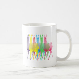 six lamas in six llama colours coffee mug