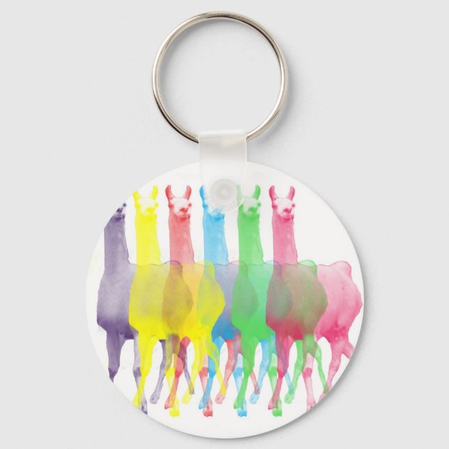 six lamas in six llama colours key ring (Front)