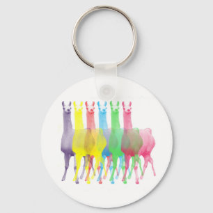 six lamas in six llama colours key ring