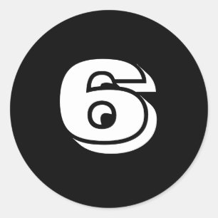 Six Large Round Black Number Stickers by Janz