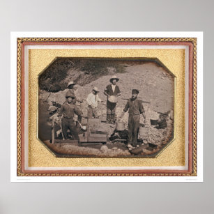 Six miners with rocker, wheel barrows... (40046) poster