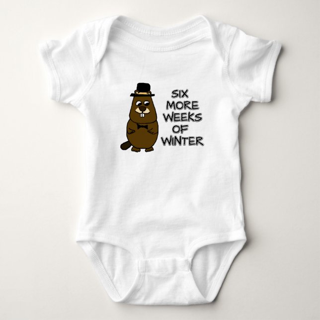 Six more weeks of winter baby bodysuit (Front)