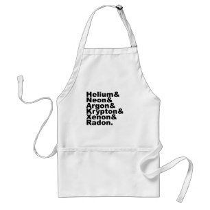 Six Noble Gases on the Periodic Table of Elements Standard Apron