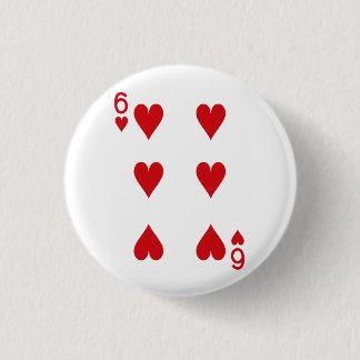 Six of Hearts Playing Card 3 Cm Round Badge