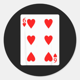 Six Of Hearts Playing Card Valentine Costume  Classic Round Sticker