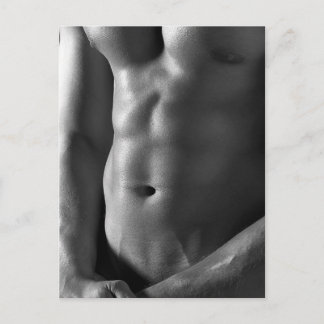 Six Pack Abs Hunk Guy Pinup Template Postcard