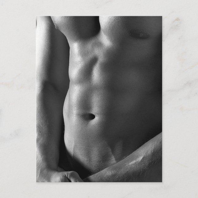 Six Pack Abs Hunk Guy Pinup Template Postcard (Front)