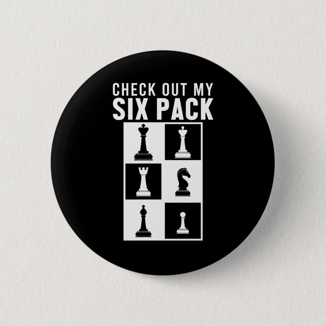 Six Pack Chess Pieces Board Checkmate Player Gift 6 Cm Round Badge (Front)