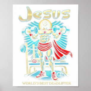 Six Pack Jesus World Best Deadlifter Christian Chr Poster