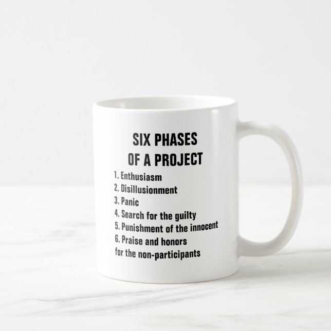 Six phases of a project 1. Enthusiasm 2.Disillusio Coffee Mug (Right)