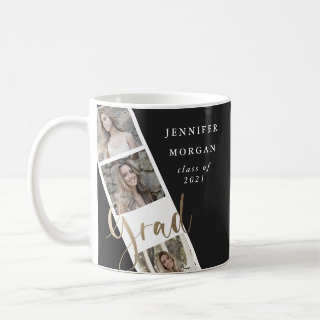 six photo collage gold graduation photo coffee mug (Left)