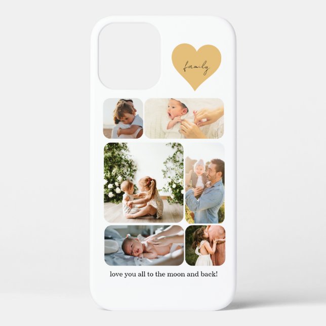 Six Photo Collage Simple Family Mum Dad Kids Case-Mate iPhone Case (Back)
