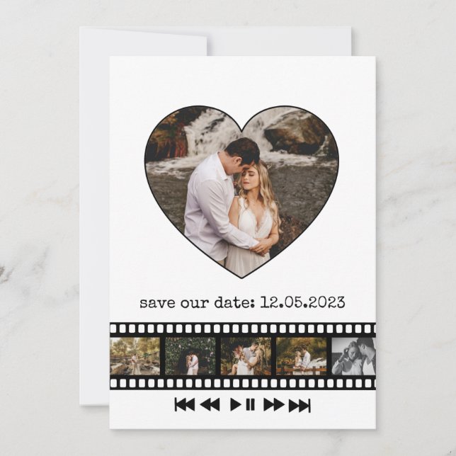 Six Photos Collage Movie Inspiring Save The Date I Invitation (Front)