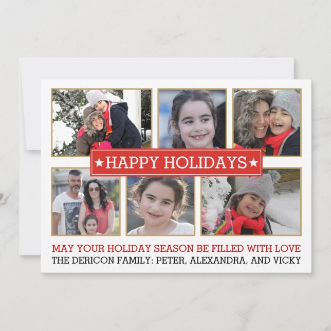 Six photos red and gold modern Christmas holiday (Front)