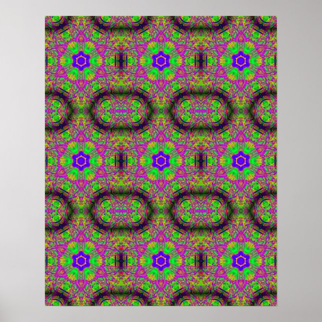 six-point blue stars groovy psychedelic poster (Front)
