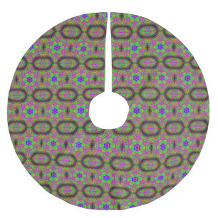 six-point flower stars purple green brushed polyester tree skirt