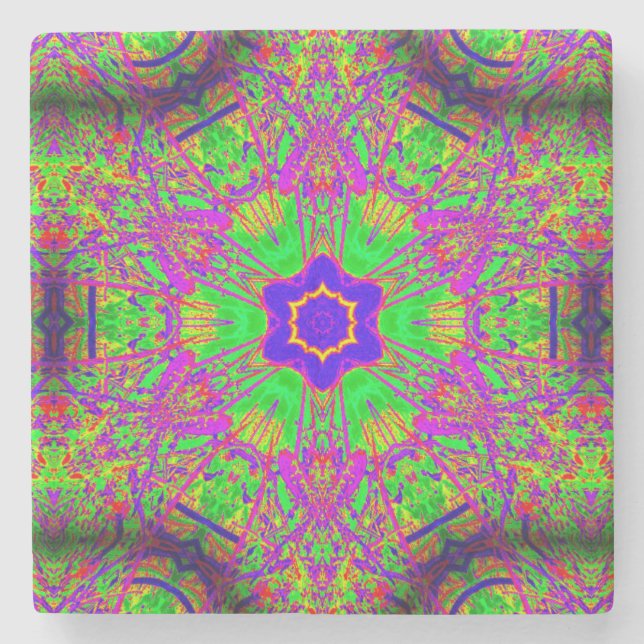 six-point star purple green stone coaster (Front)