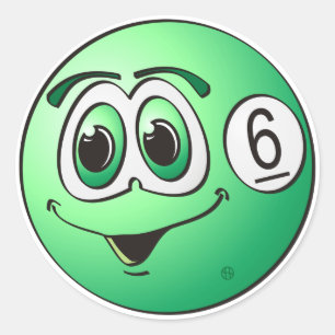 Six Pool Ball Cartoon Classic Round Sticker
