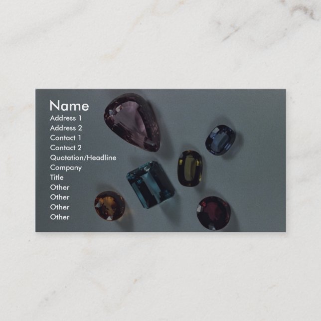 Six precious stones business card (Front)