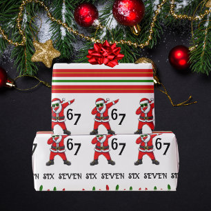 Six Seven 67 6 7 6-7 Meme Santa Dubbing Christmas Wrapping Paper