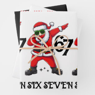 Six Seven 67 6 7 6-7 Meme Santa Dubbing Christmas Wrapping Paper Sheet