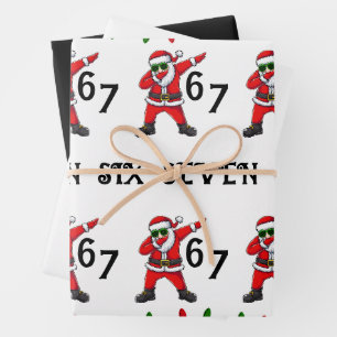 Six Seven 67 6 7 6-7 Meme Santa Dubbing Christmas Wrapping Paper Sheet