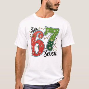 Six Seven 67 6 7 Christmas Meme Funny Xmas Lights T-Shirt
