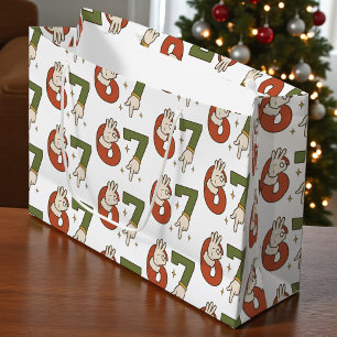 Six Seven 67 6 7 Christmas Santa Elf Meme  Large Gift Bag