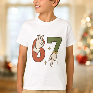 Six Seven 67 6 7 Christmas Santa Elf Meme T-Shirt