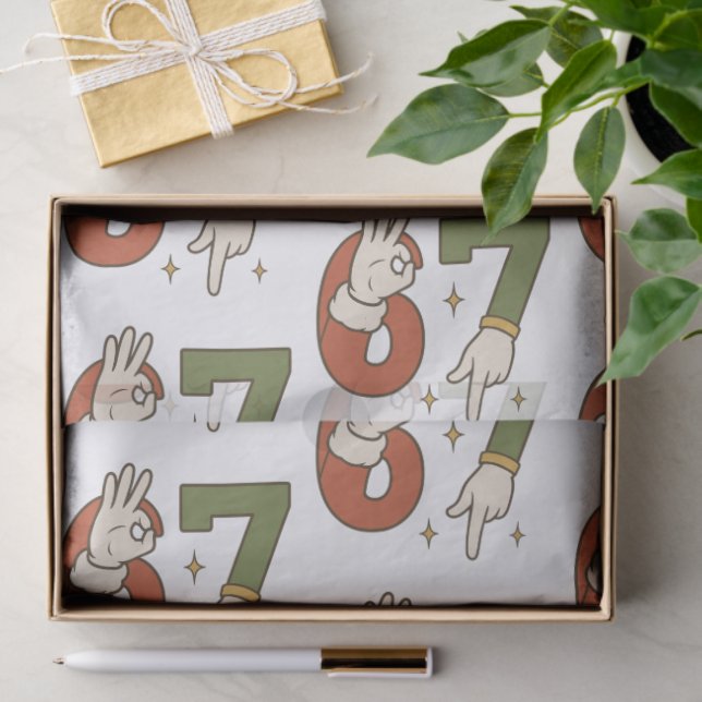 Six Seven 67 6 7 Christmas Santa Elf Meme Tissue Paper (Gift)