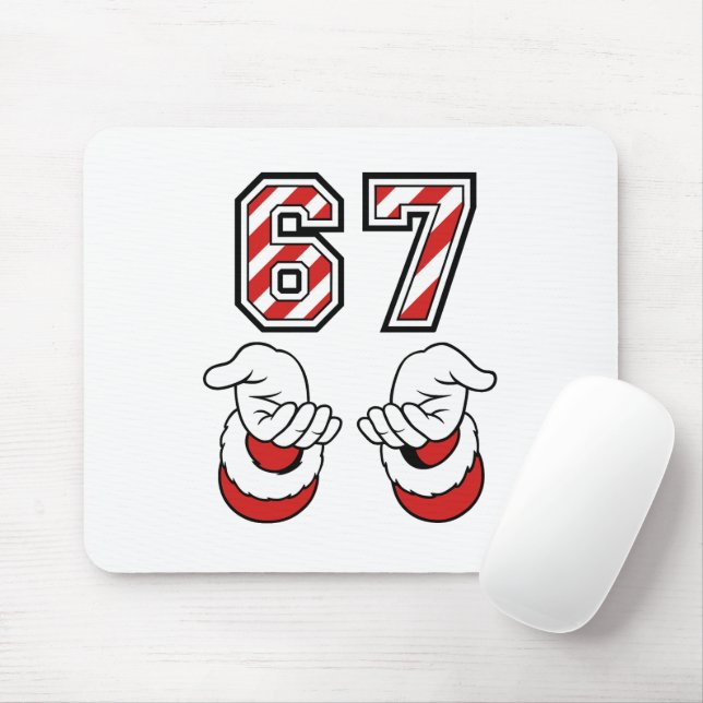 Six Seven 67 6 7 Cute Christmas Meme Holiday Mouse Mat (With Mouse)