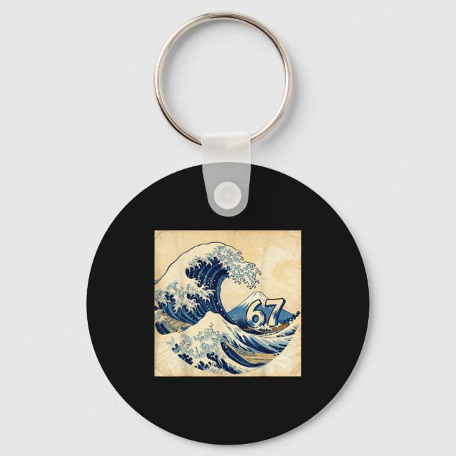 Six Seven 67 6-7 Japanese The Great Wave Off Kanag Key Ring (Front)