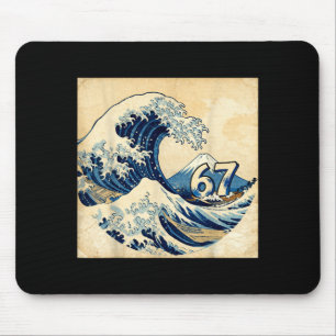 Six Seven 67 6-7 Japanese The Great Wave Off Kanag Mouse Mat