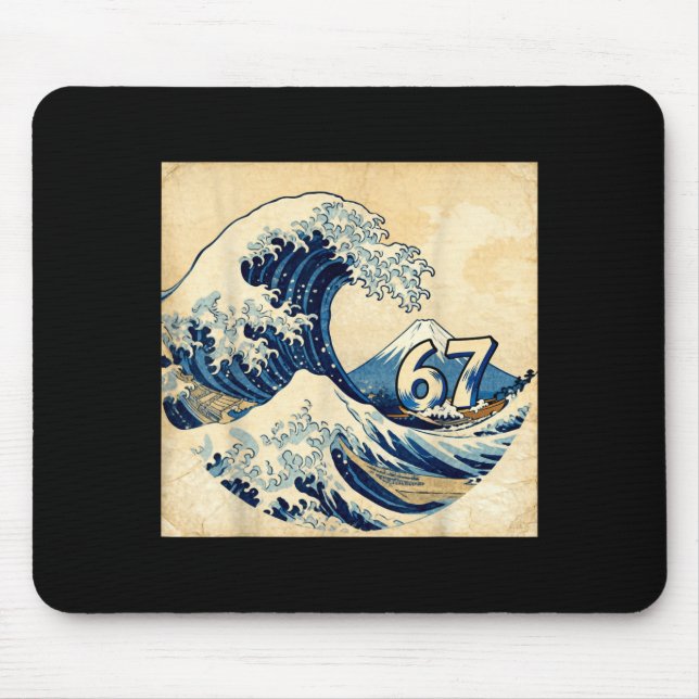 Six Seven 67 6-7 Japanese The Great Wave Off Kanag Mouse Mat (Front)