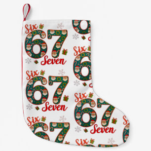 Six Seven 67 6 7 Meme Christmas Xmas Santa Hat Small Christmas Stocking